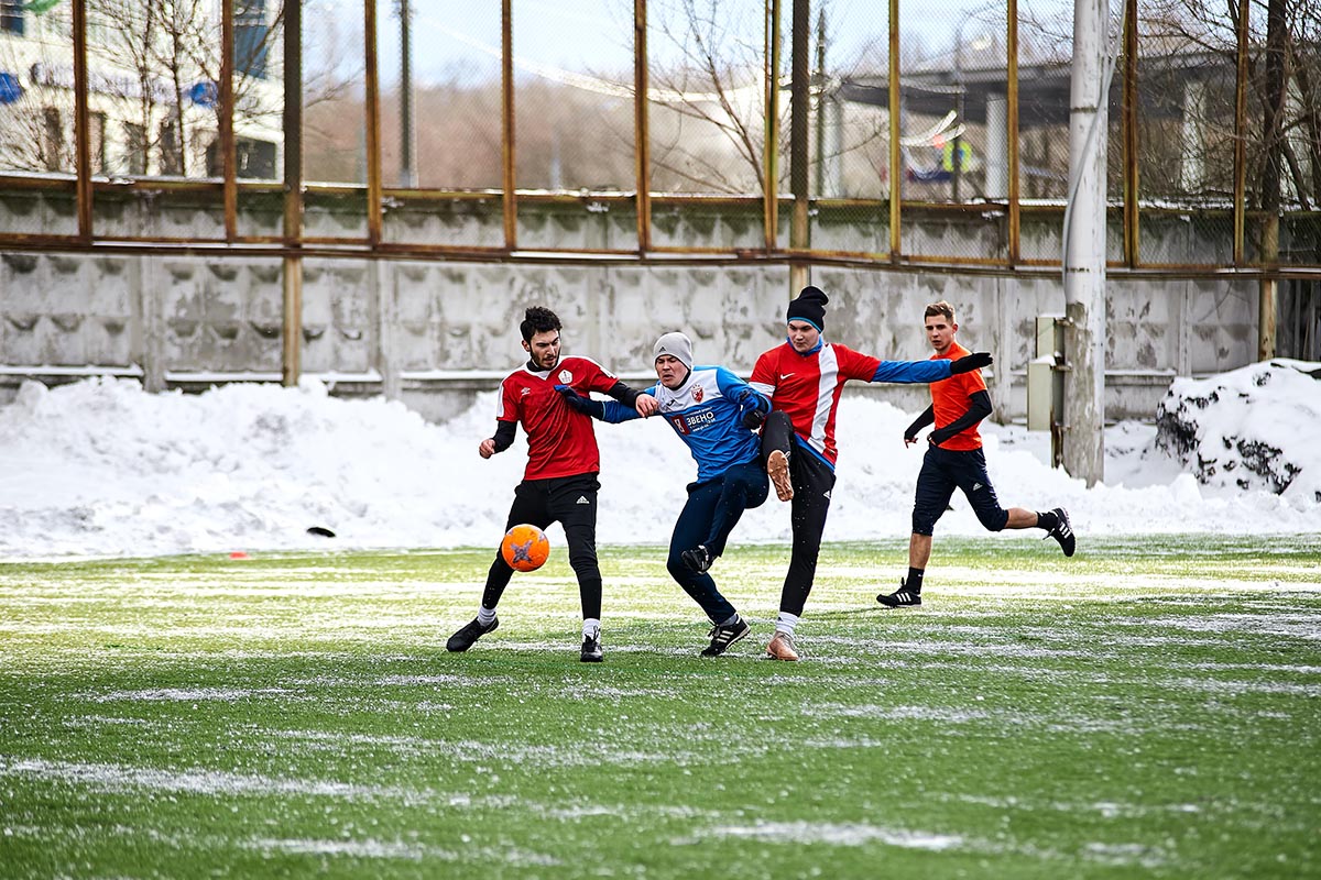 fotboll, snö, vinter