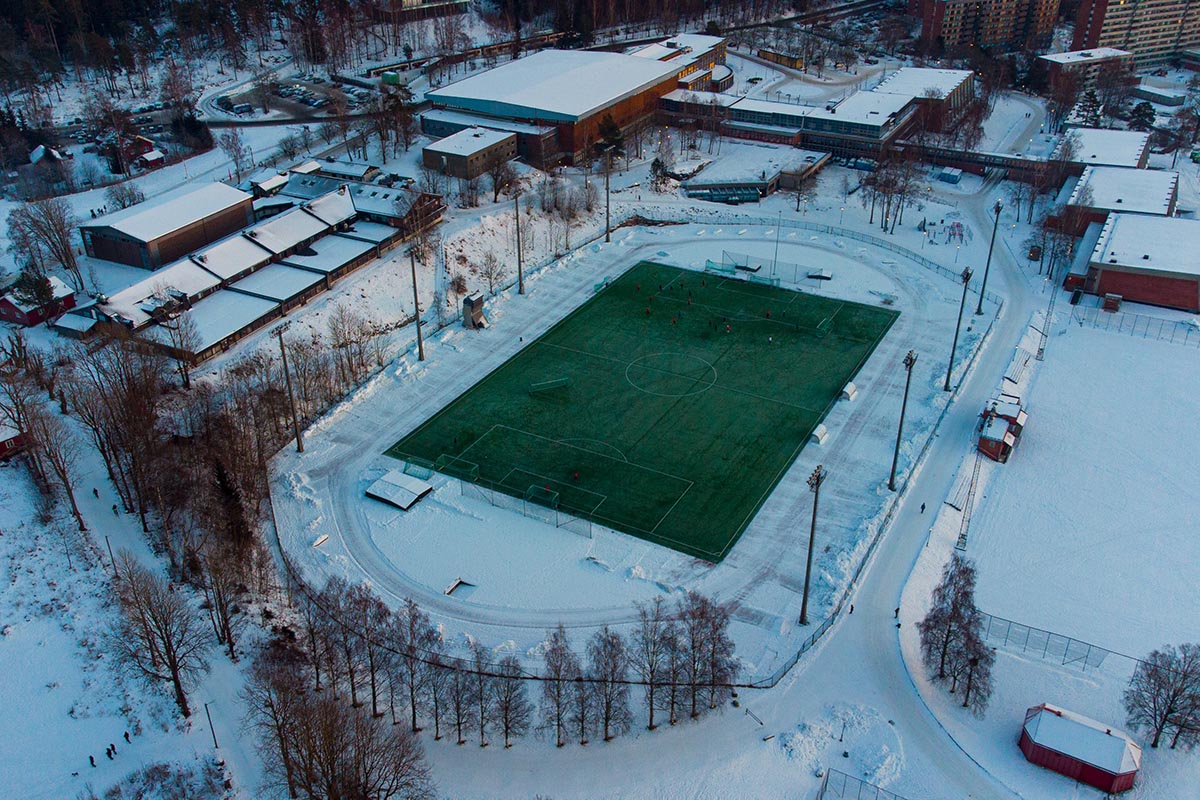 fotboll, vinter, snö